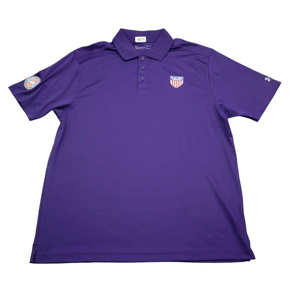 Under Armour Shirt Mens Large Purple Polo Support Troops Golf Loose Fit Casual